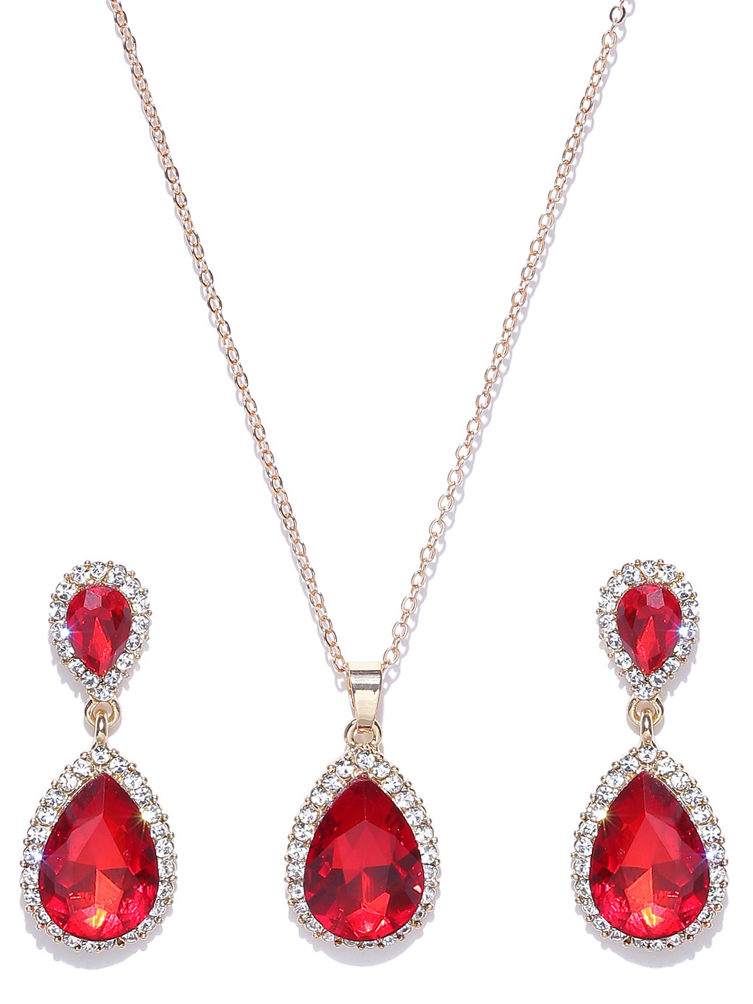 YouBella Gold-Toned  Red Stone-Studded Jewellery Set
