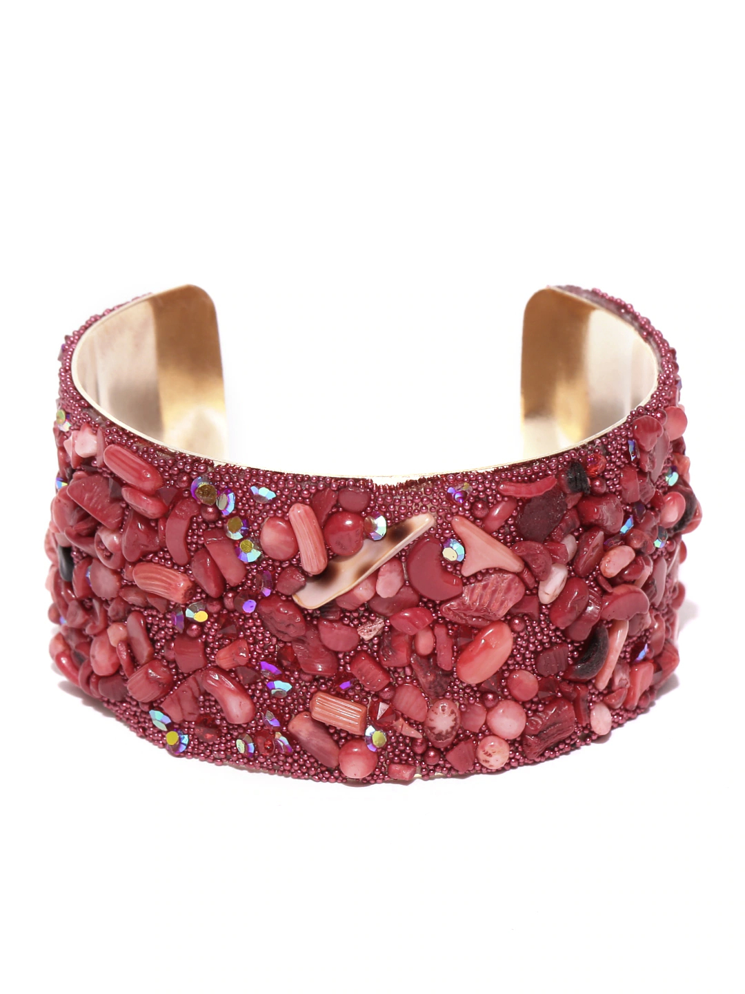YouBella Red Metal Gold-Plated Cuff Bracelet