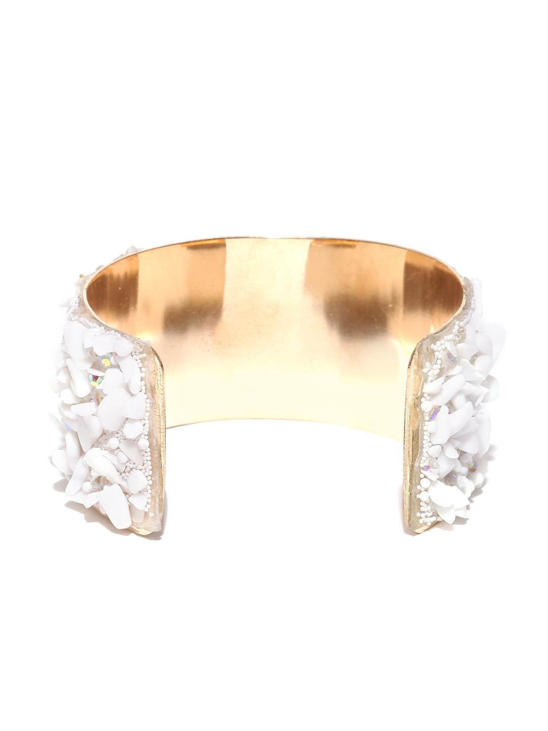 YouBella Women Fashion Jewellery White Stones Studded Gold Plated Cuff Bracelet for Women and Girls