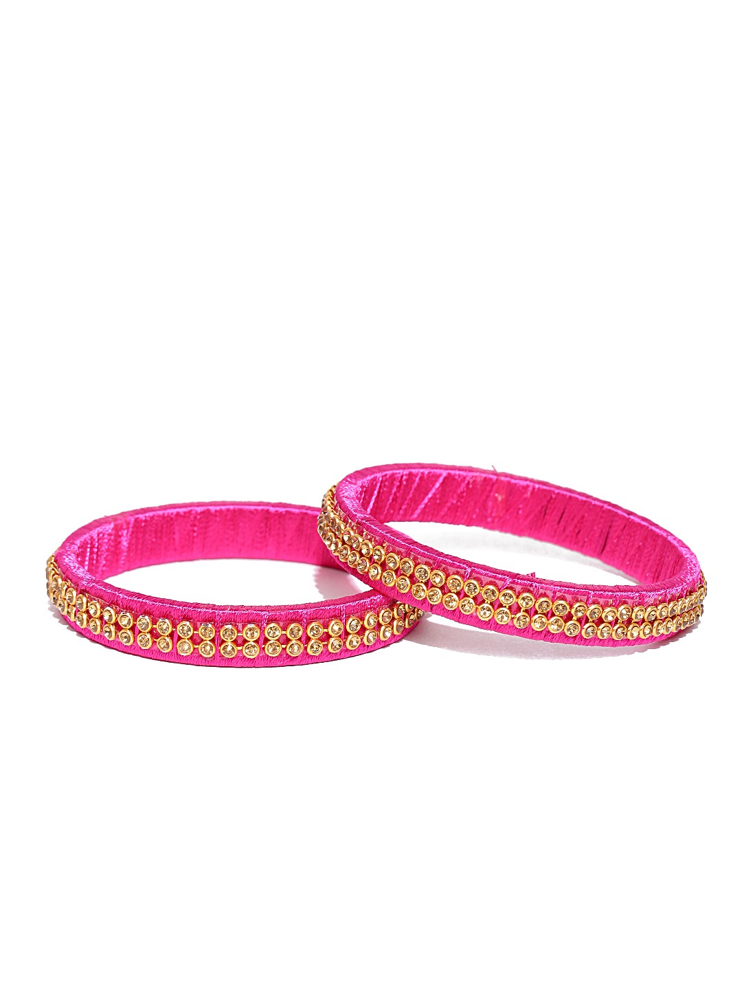YouBella Set of 2 Pink  Gold-Toned Stone-Studded Bangles
