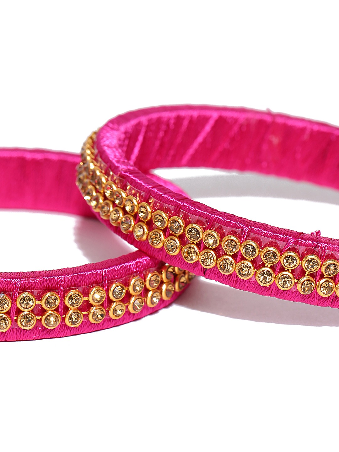 YouBella Set of 2 Pink  Gold-Toned Stone-Studded Bangles