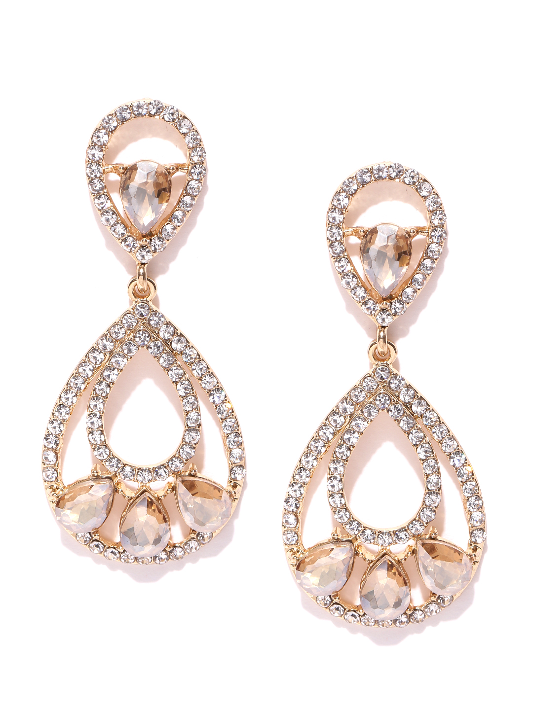 YouBella Gold-Plated Teardrop Shaped Drop Earrings