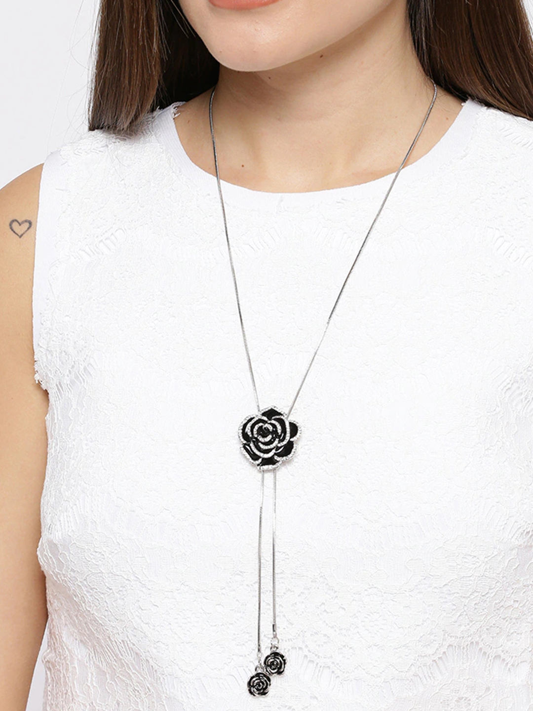 YouBella Black Silver-Plated Necklace