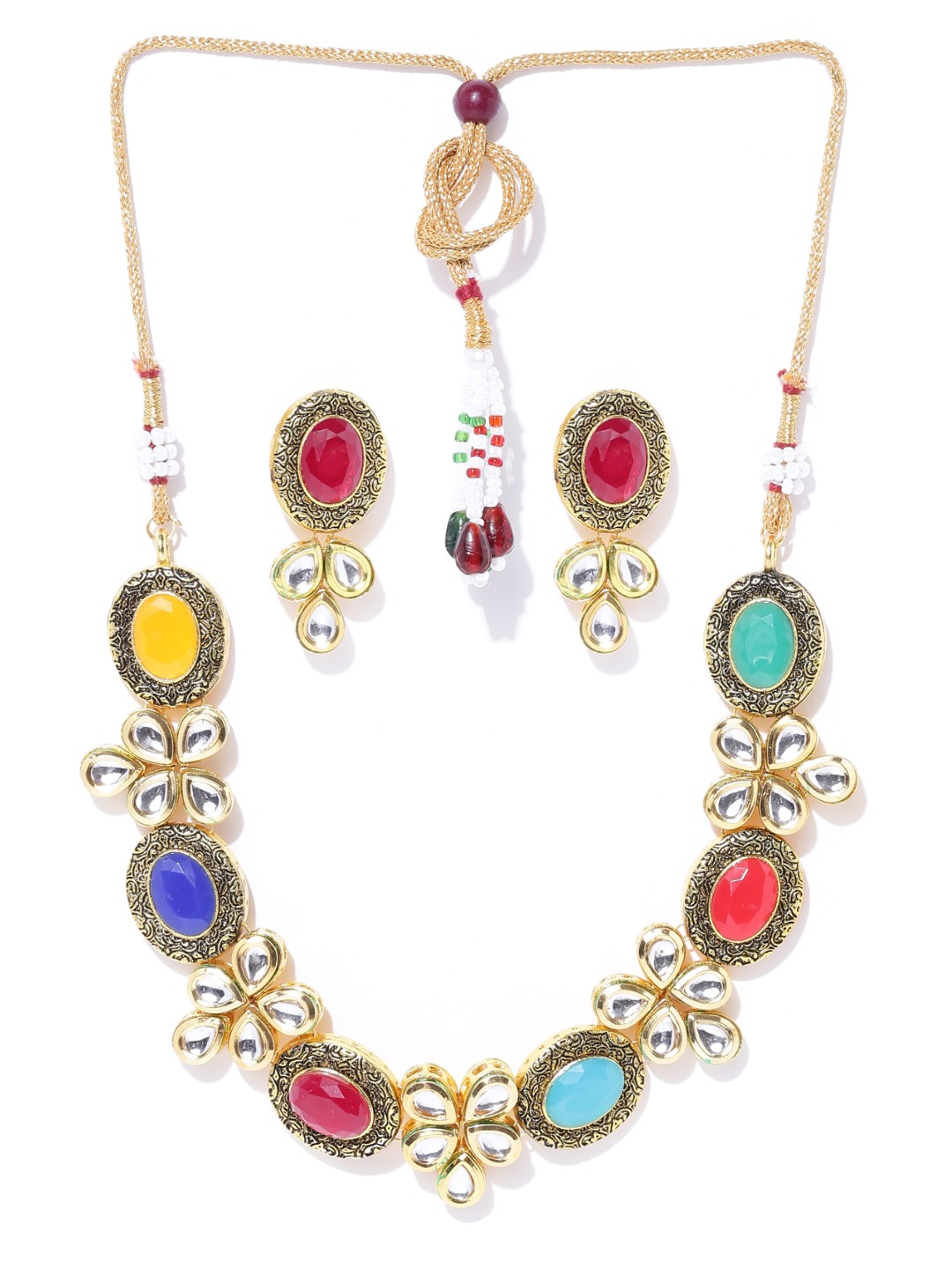 YouBella Multicoloured Stone-Studded Jewellery Set