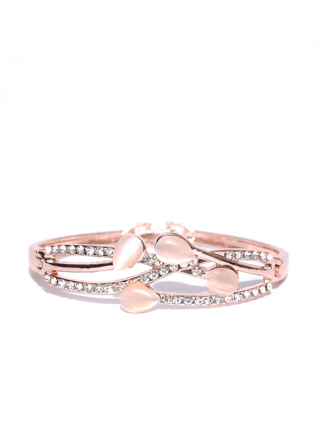 YouBella Peach-Coloured Gold-Plated Stone-Studded Contemporary Bracelet