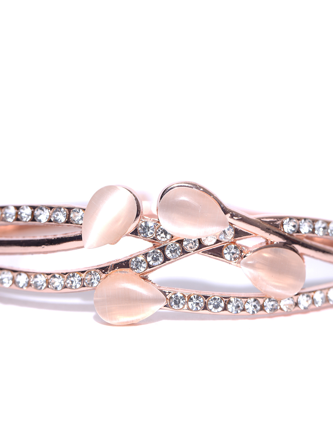 YouBella Peach-Coloured Gold-Plated Stone-Studded Contemporary Bracelet