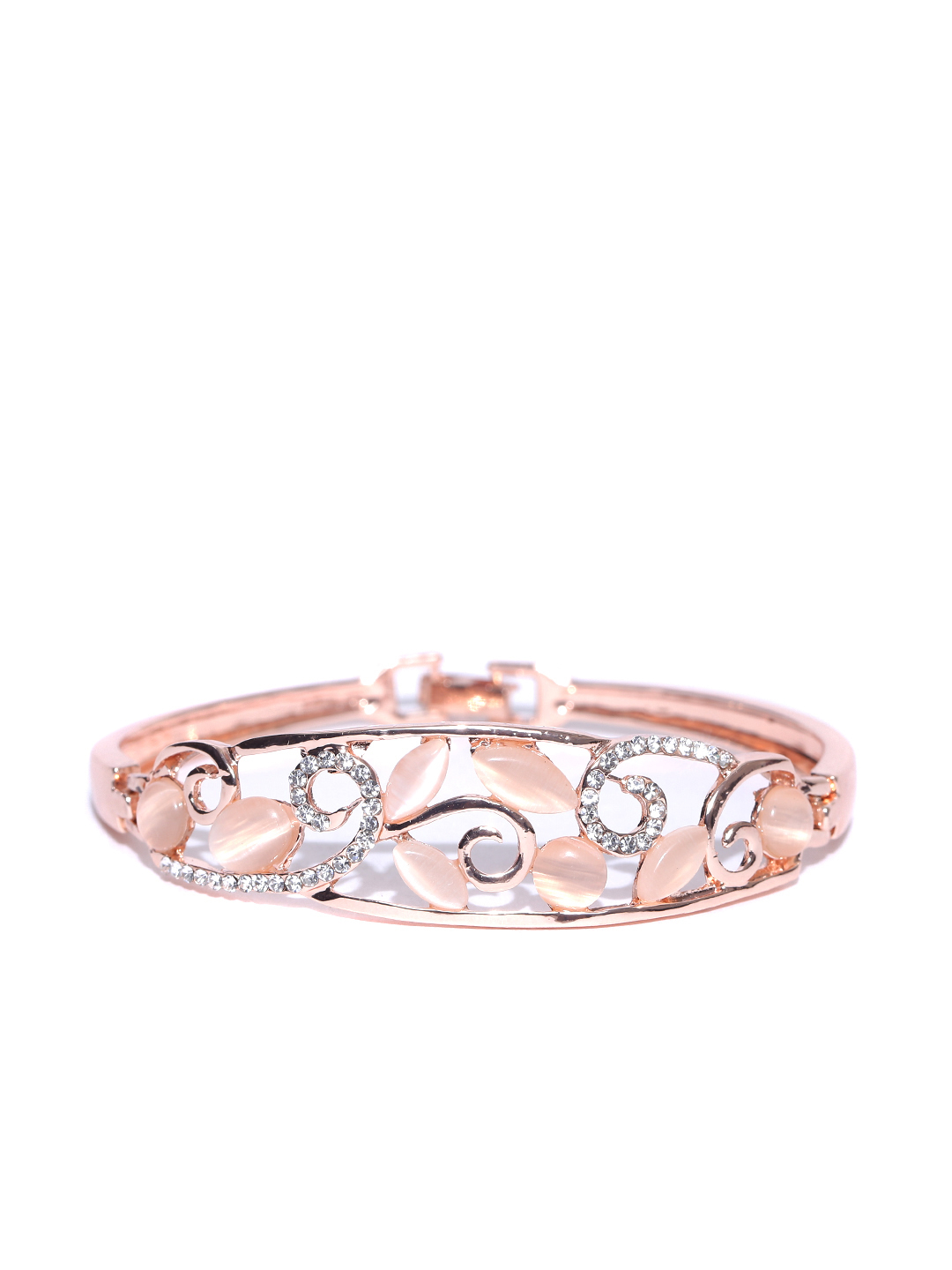 YouBella Peach-Coloured Gold-Plated Stone-Studded Contemporary Bracelet