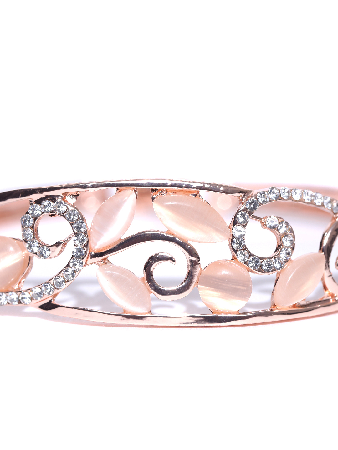 YouBella Peach-Coloured Gold-Plated Stone-Studded Contemporary Bracelet