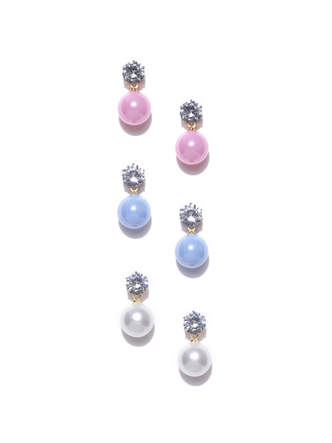 YouBella Set of 3 Spherical Shaped Beaded Drop Earrings