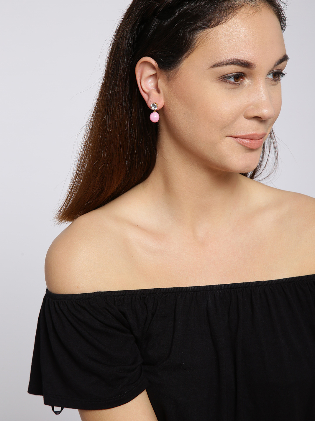 YouBella Set of 3 Spherical Shaped Beaded Drop Earrings