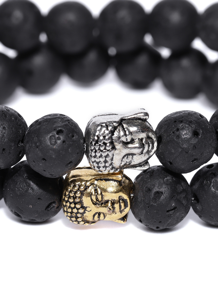 YouBella Set of 2 Beaded Lord Buddha Motif Elasticated Bracelets