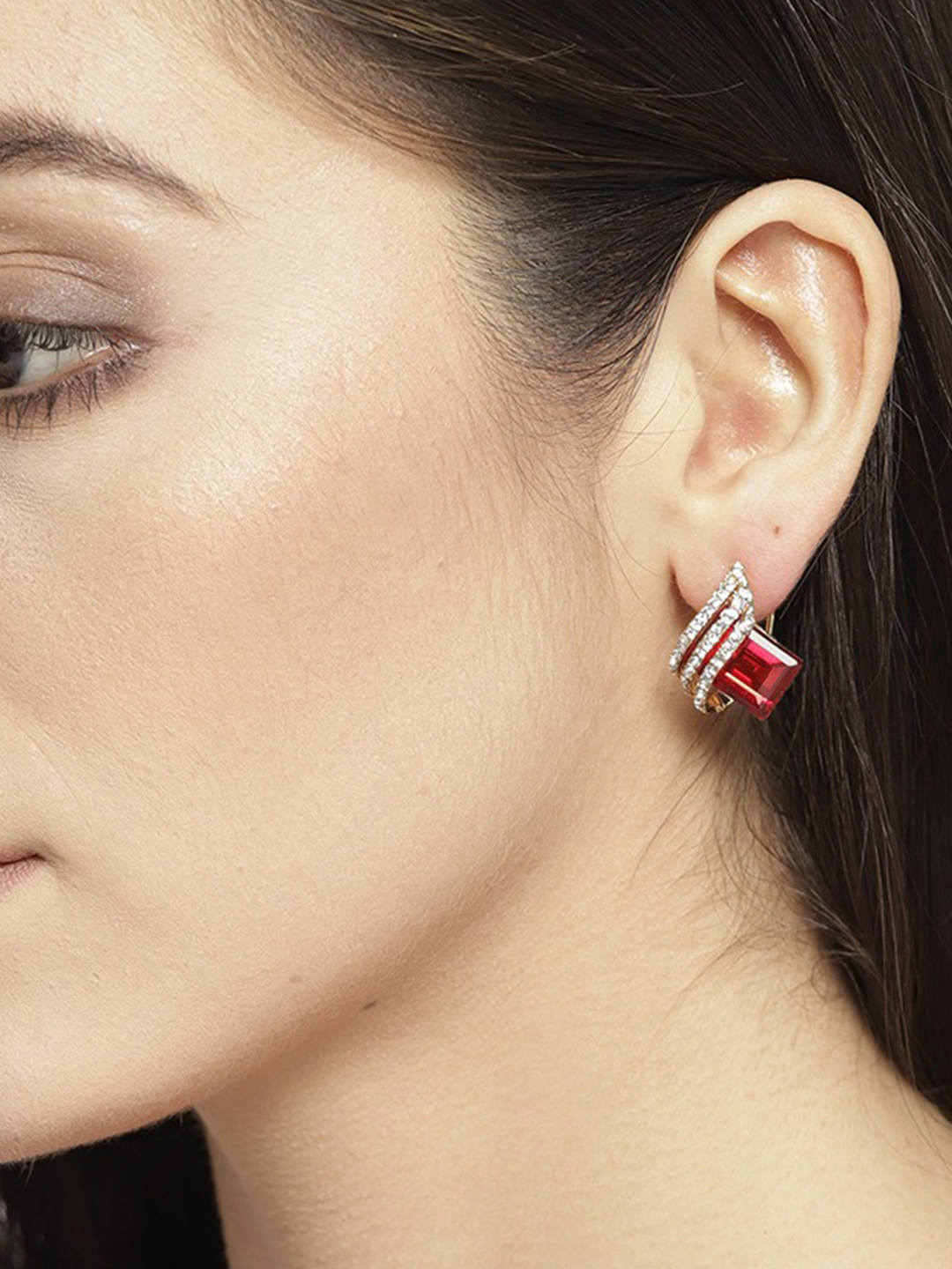 YouBella Red Gold-Plated Contemporary Studs