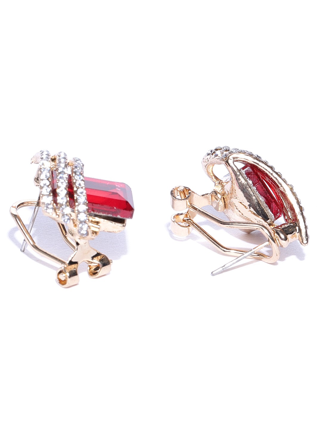 YouBella Red Gold-Plated Contemporary Studs