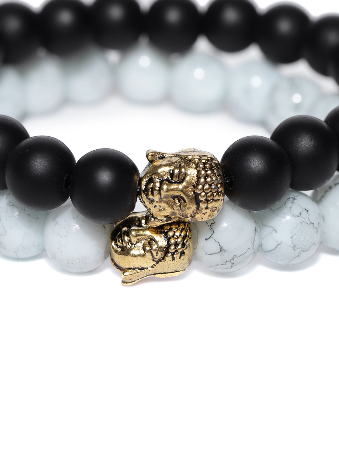 YouBella Set of 2 Beaded Lord Buddha Motif Elasticated Bracelets