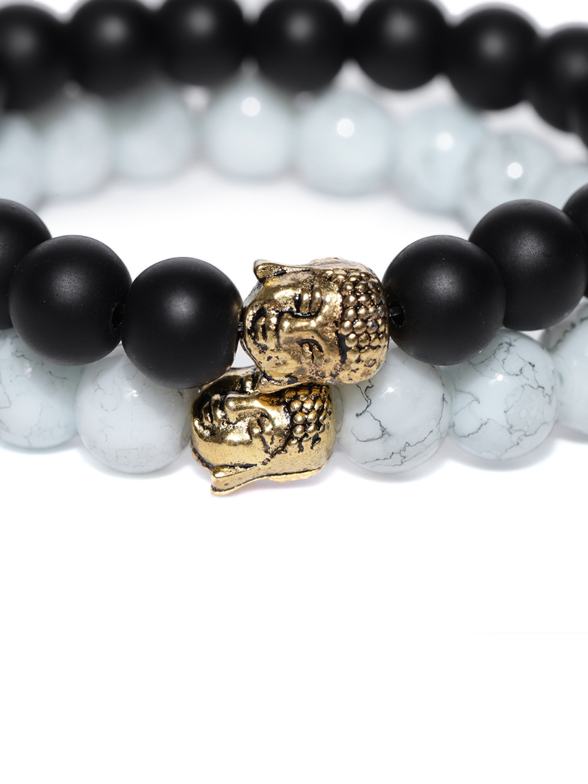 YouBella Set of 2 Beaded Lord Buddha Motif Elasticated Bracelets