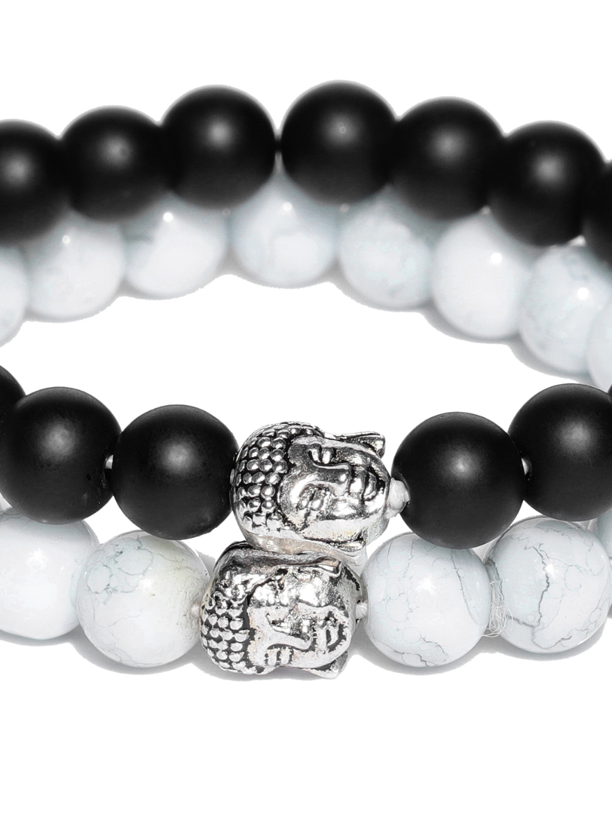 YouBella Unisex Set of 2 Natural Beaded Elasticated Bracelets