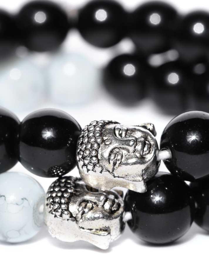 YouBella Set of 2 Beaded Lord Buddha Motif Elasticated Bracelets