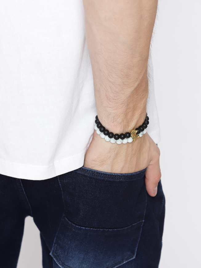 YouBella Unisex Set of 2 Natural Beaded Elasticated Bracelets