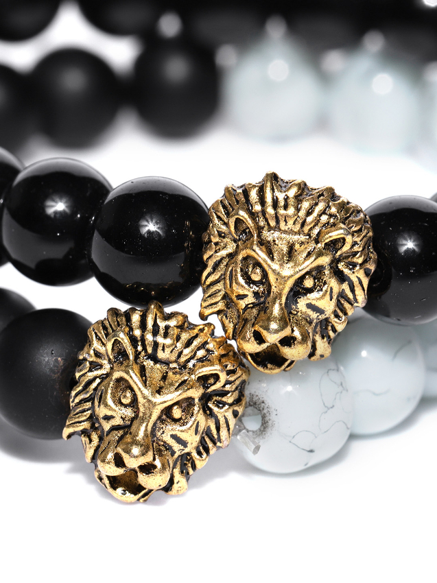 YouBella Set of 2 Beaded Lion Motif Elasticated Bracelets