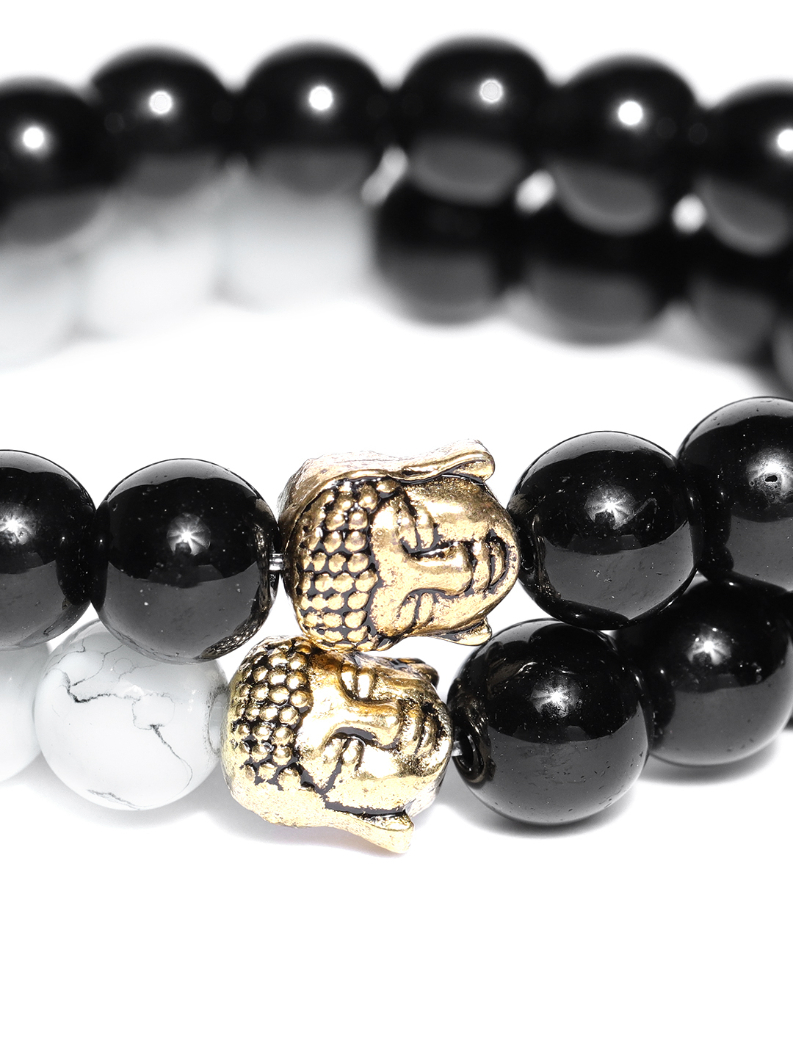 YouBella Unisex Set of 2 Natural Beaded Elasticated Bracelets