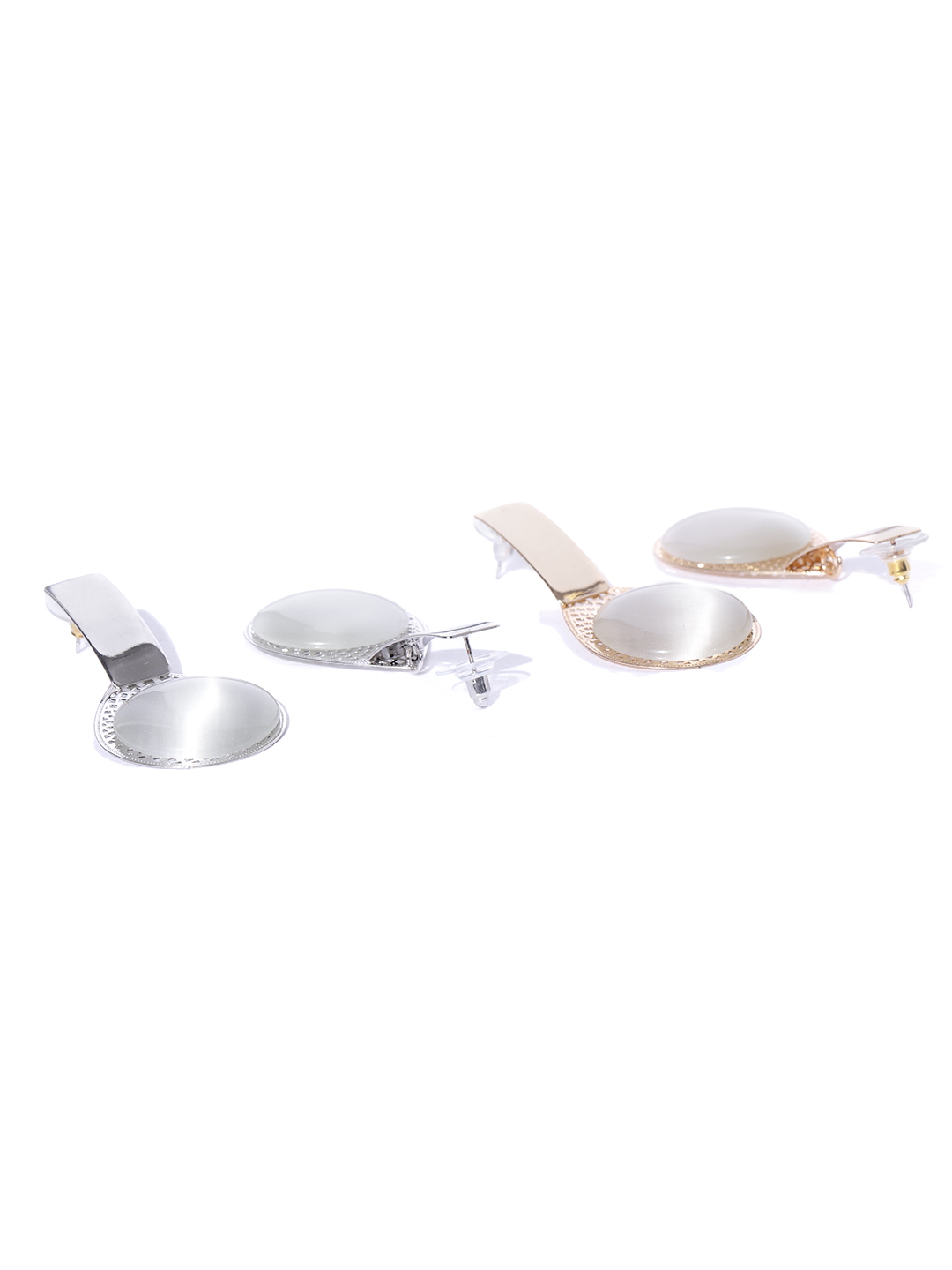YouBella Set of 2 Gold  Silver-Toned Stone-Studded Drop Earrings