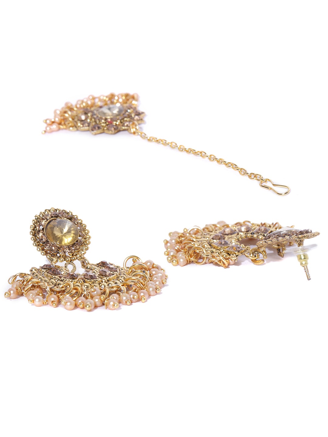 YouBella Antique Gold-Toned Stone-Studded  Beaded Jewellery Set