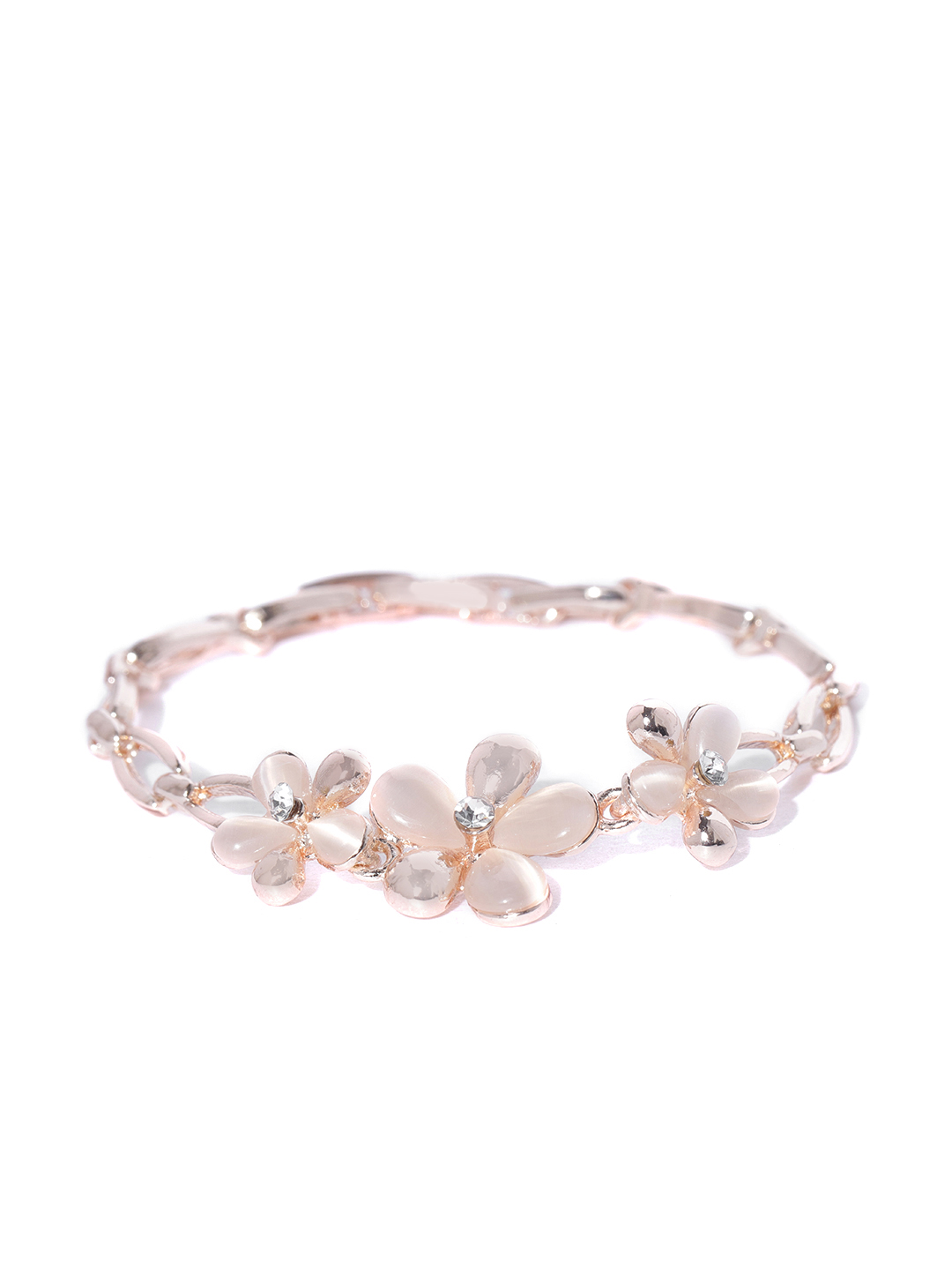 YouBella Gold-Plated Stone-Studded Beaded Link Bracelet