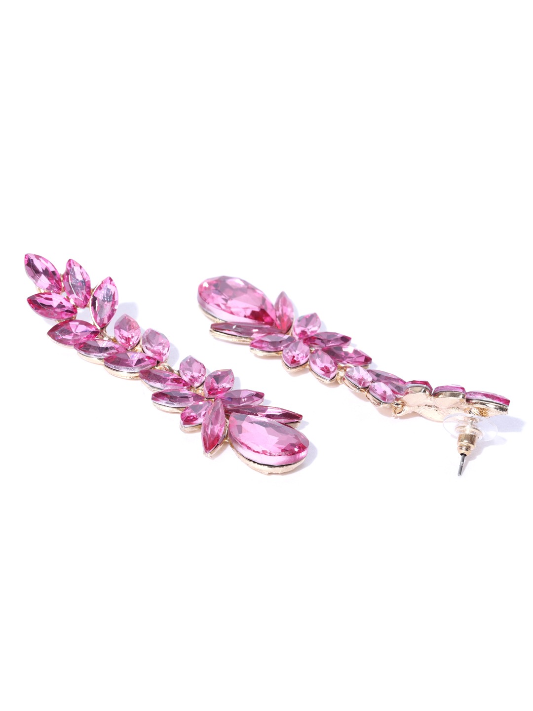 YouBella Pink Gold-Plated Contemporary Drop Earrings