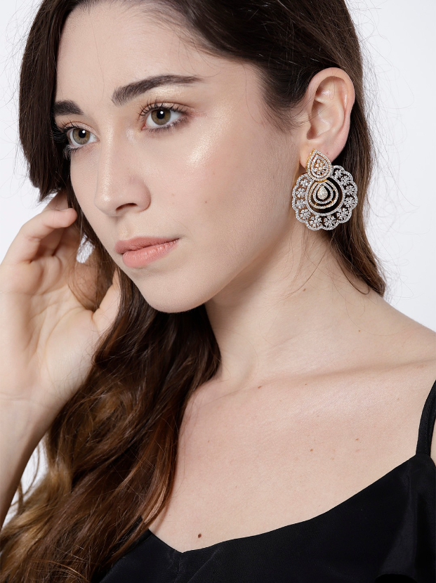 YouBella Gold-Plated Stone-Studded Classic Drop Earrings