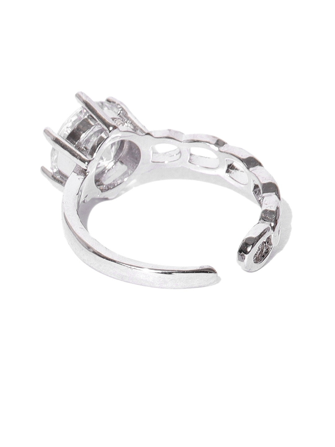 YouBella Women Silver-Toned Stone-Studded Adjustable Ring