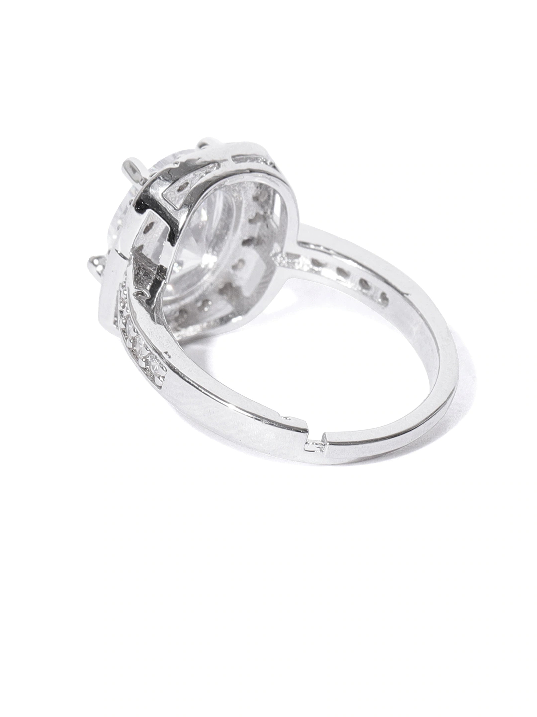 YouBella Women Silver-Toned Stone-Studded Adjustable Ring
