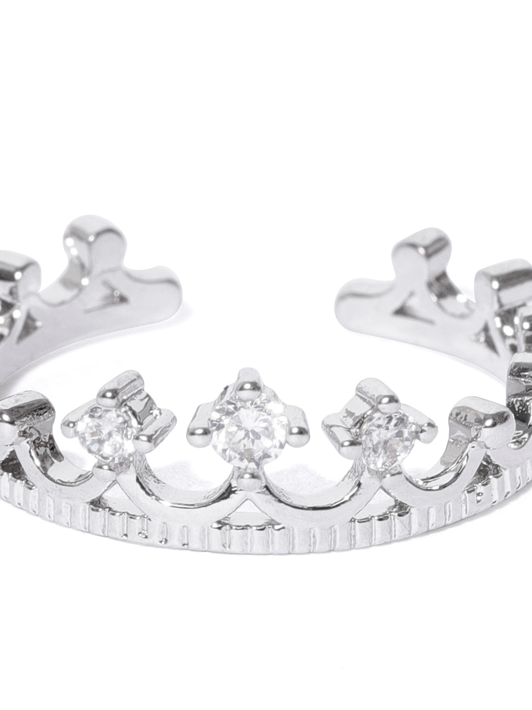 YouBella Women Silver-Toned Stone-Studded Adjustable Ring