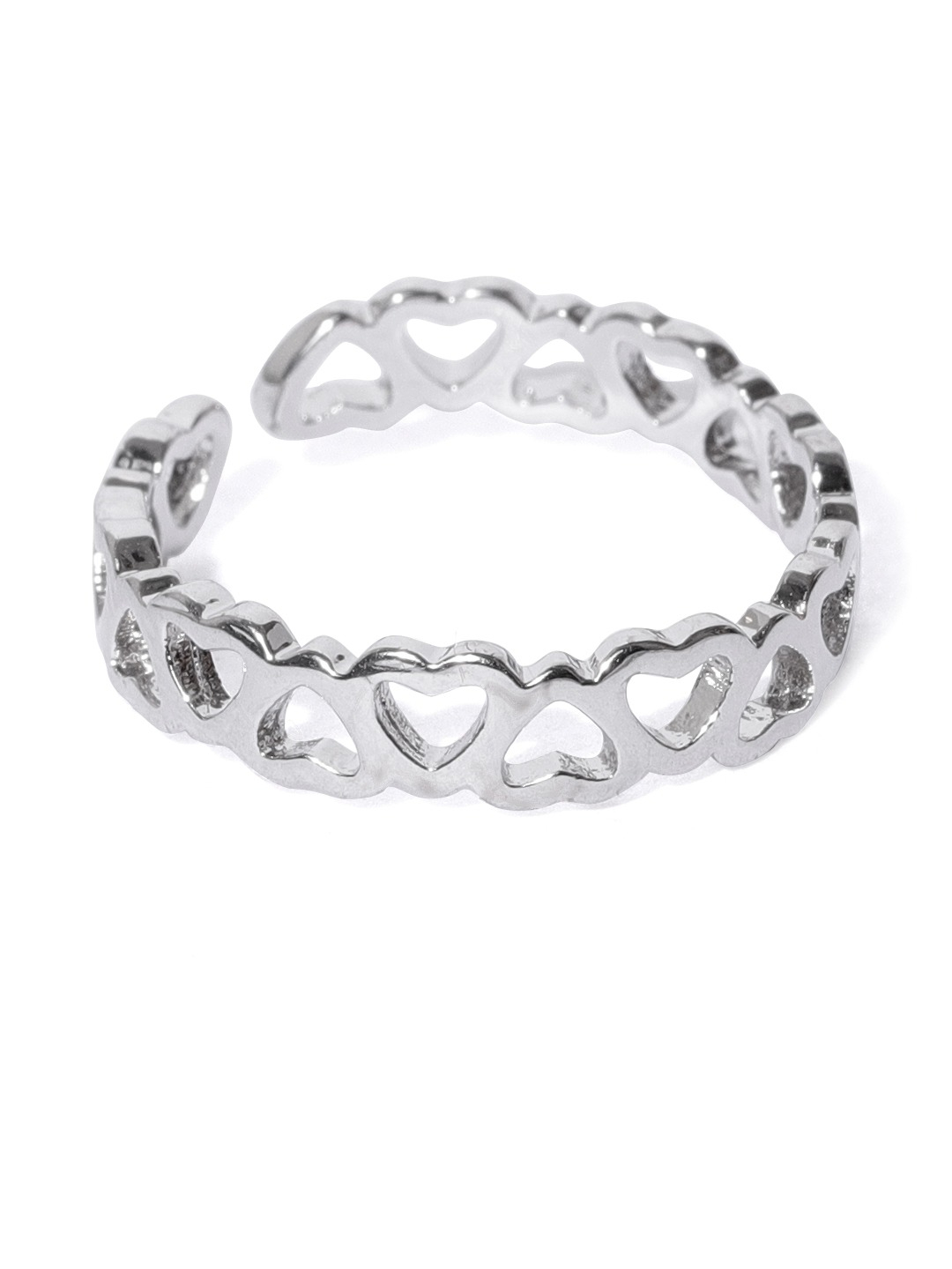 YouBella Women Silver-Toned Heart-Shaped Adjustable Ring