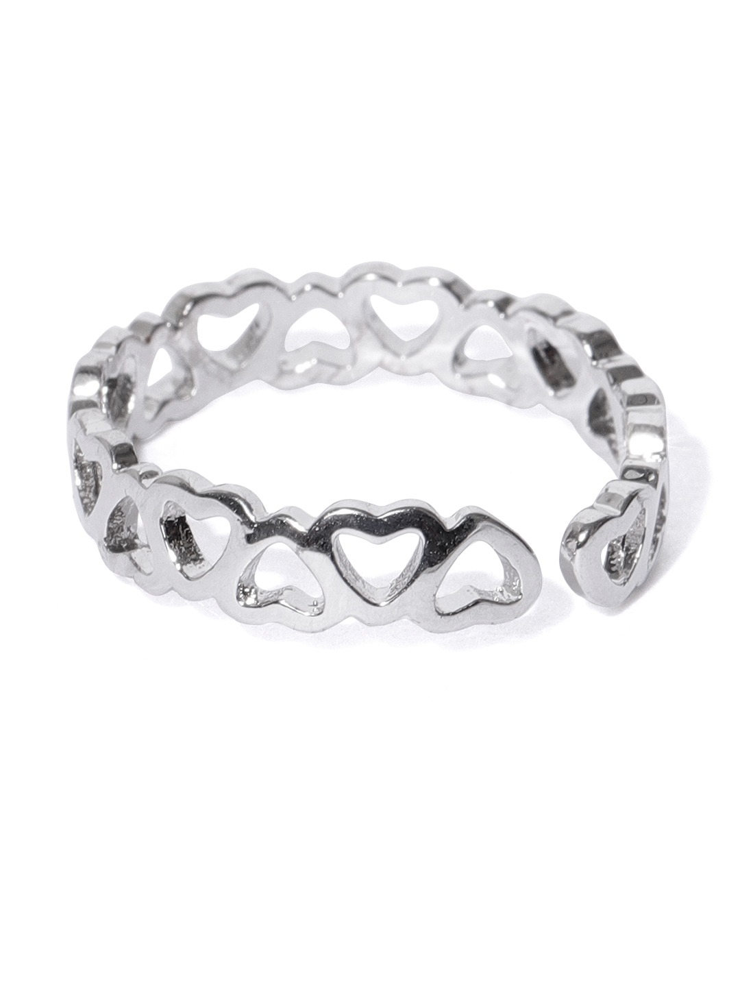 YouBella Women Silver-Toned Heart-Shaped Adjustable Ring
