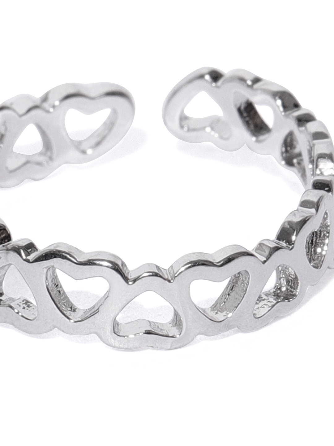 YouBella Women Silver-Toned Heart-Shaped Adjustable Ring