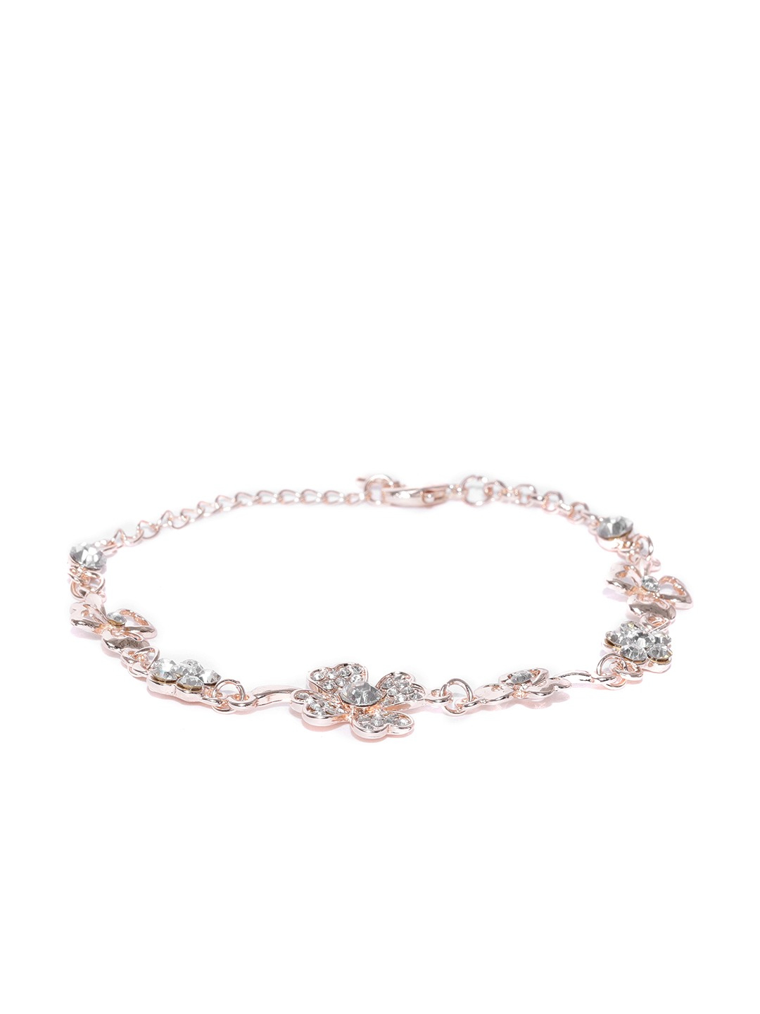 YouBella Rose Gold-Plated Stone-Studded Link Bracelet