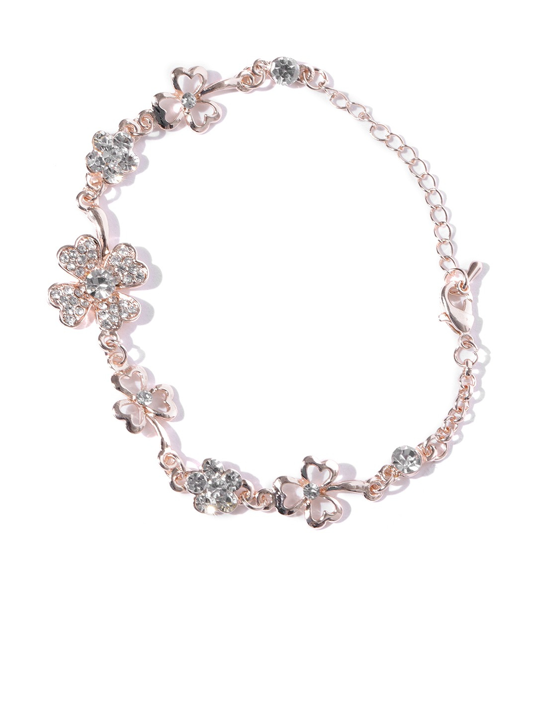 YouBella Rose Gold-Plated Stone-Studded Link Bracelet