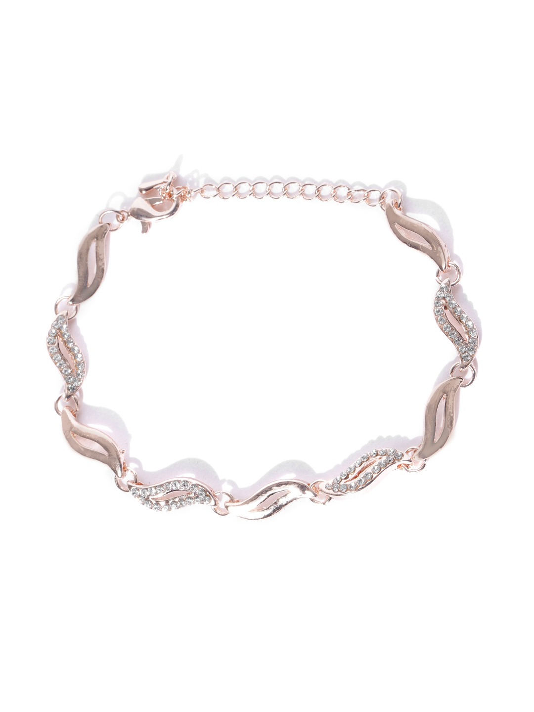 YouBella Rose Gold-Plated Stone-Studded Link Bracelet