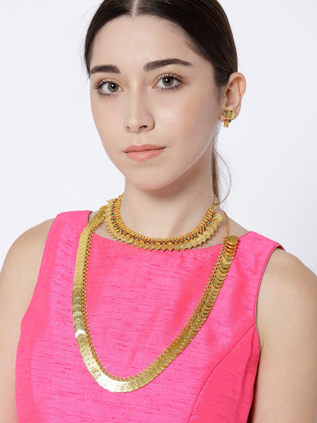 YouBella Gold-Plated Textured Jewellery Set