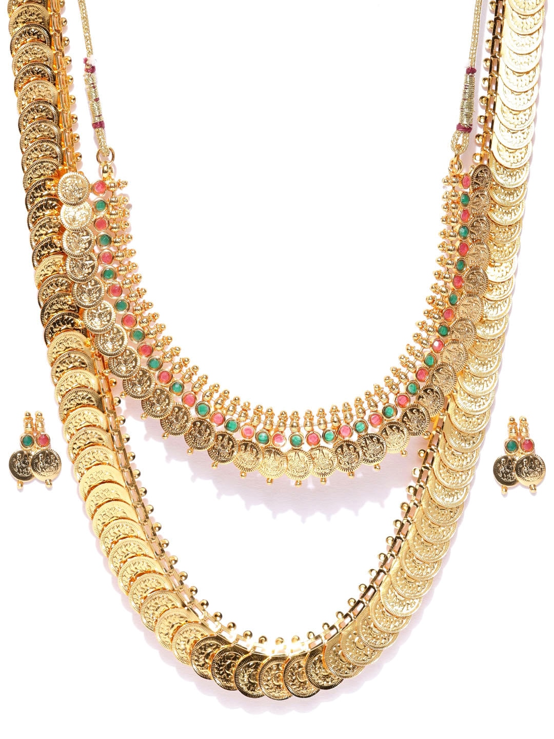 YouBella Gold-Plated Textured Jewellery Set