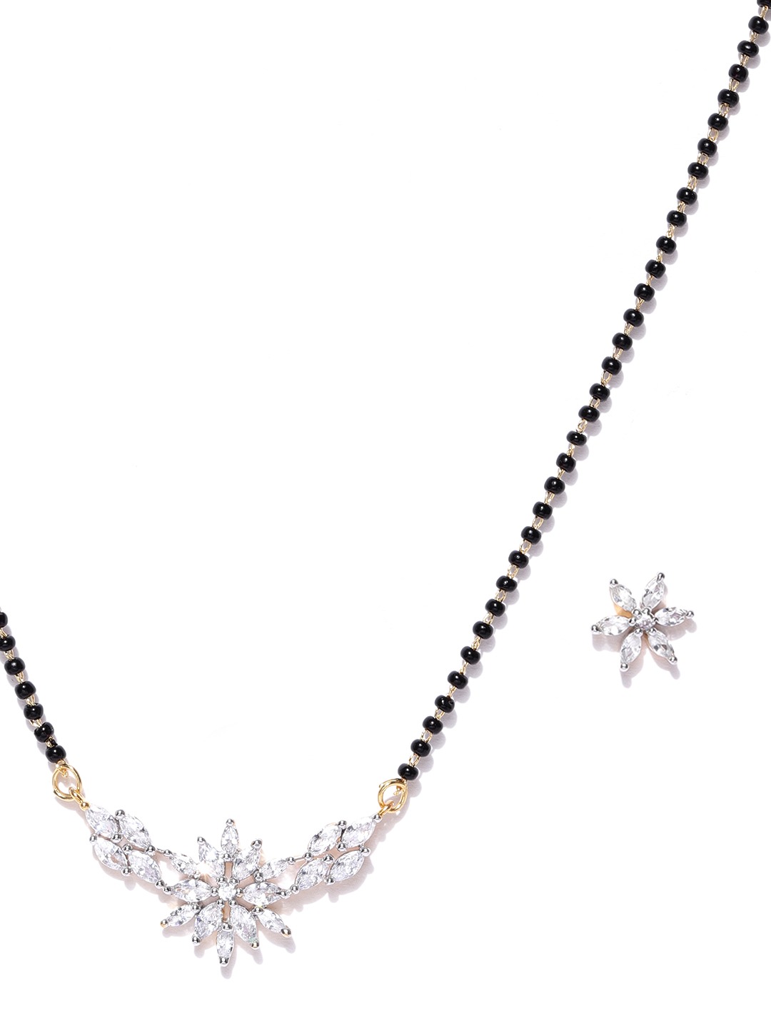YouBella Black Gold-Plated Stone-Studded  Beaded Mangalsutra  Earrings Set