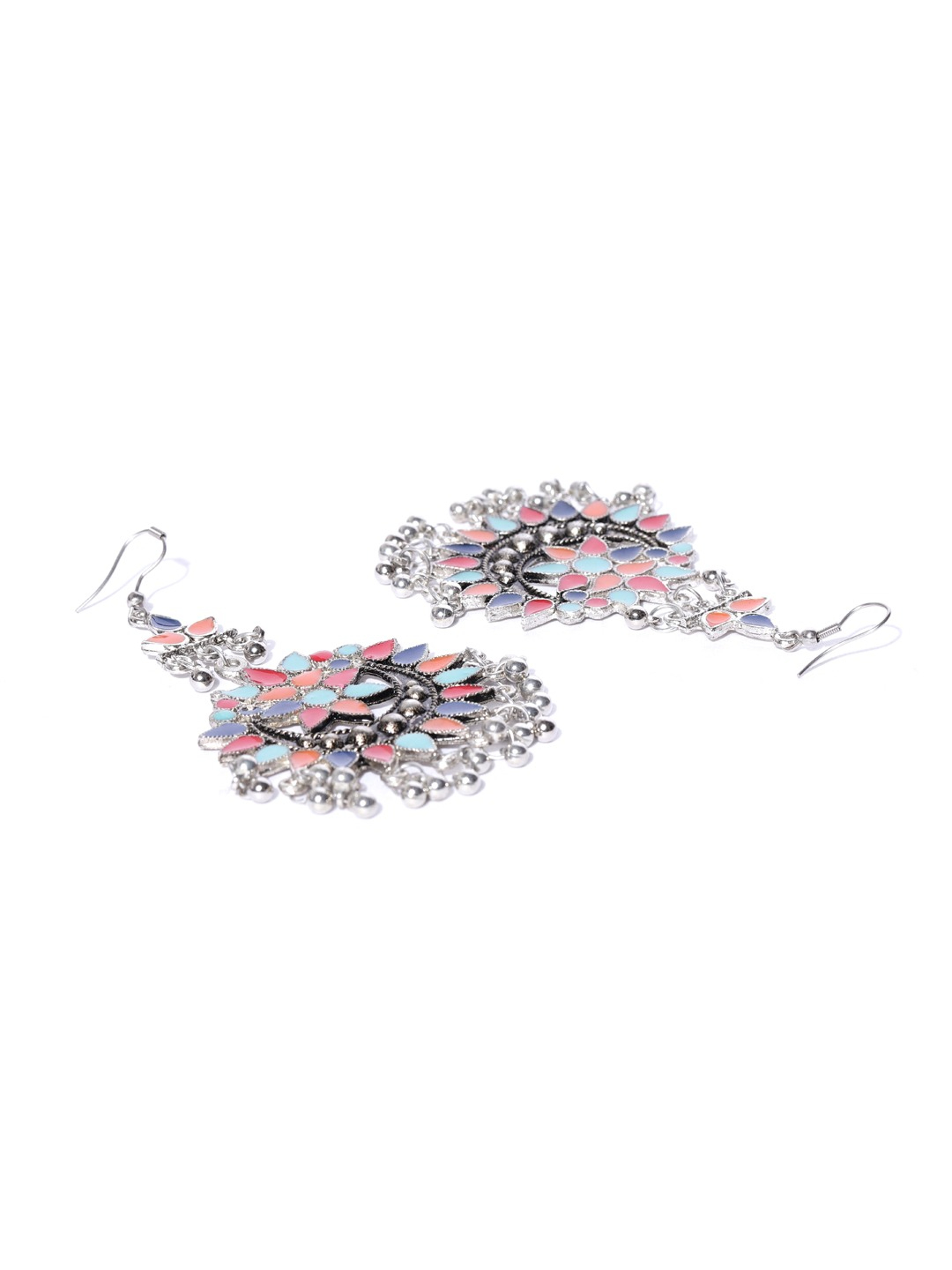 YouBella Oxidised Silver-Toned Stone-Studded Jewellery Set