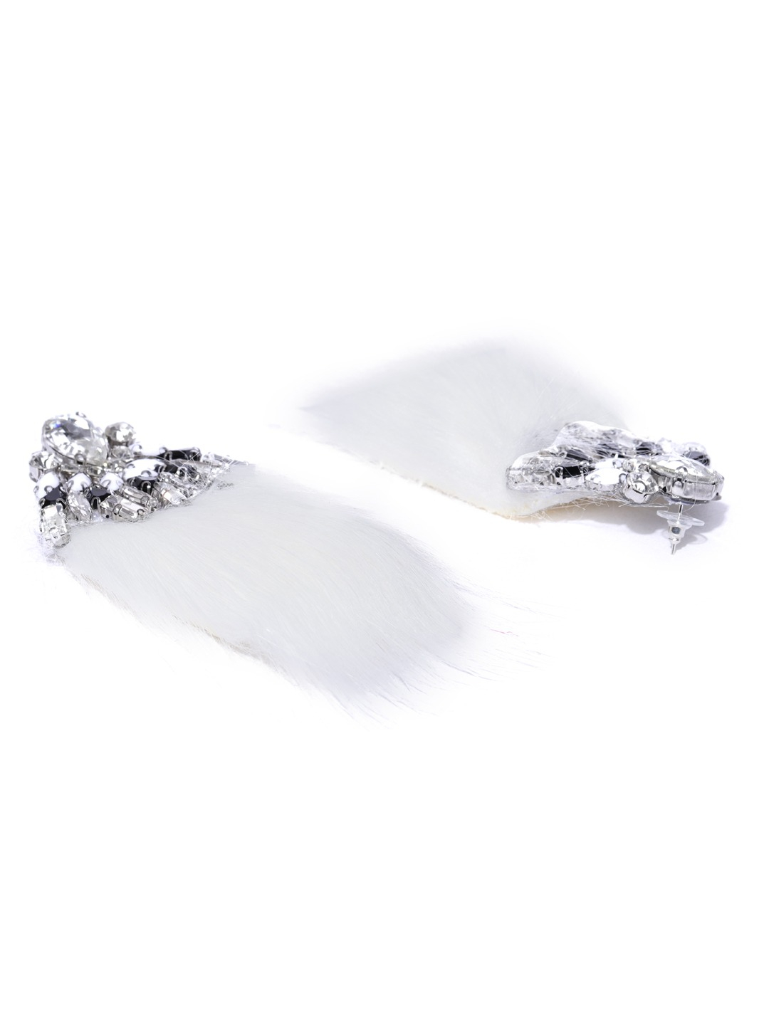 YouBella White  Black Stone-Studded Contemporary Drop Earrings