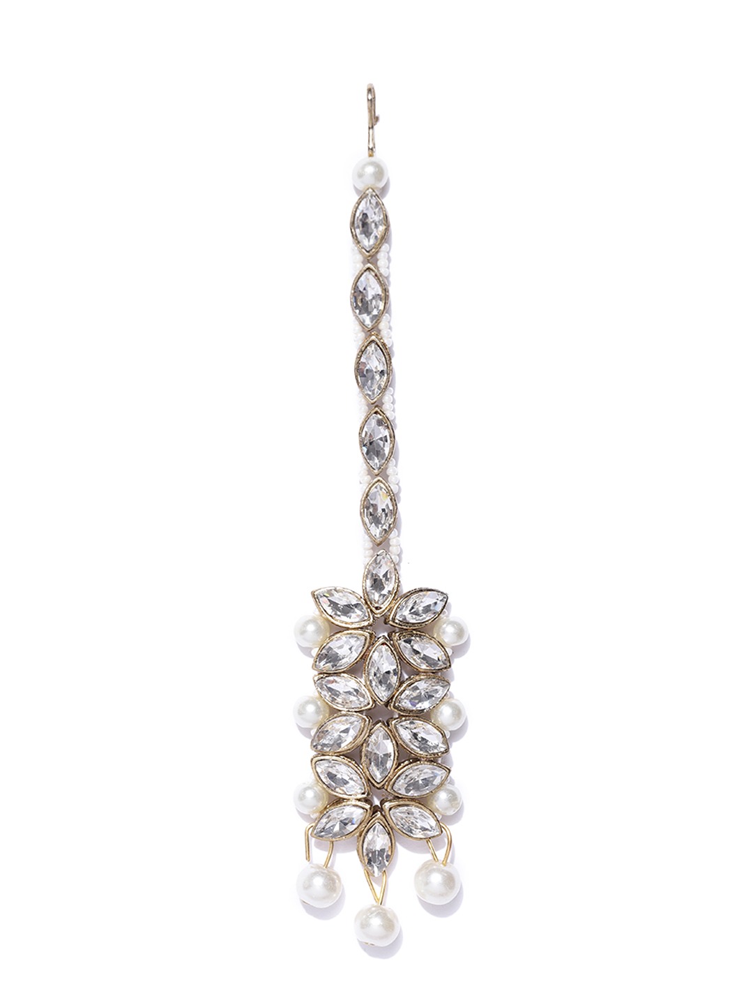 YouBella Antique Gold-Toned  Off-White Stone-Studded Layered Jewellery Set