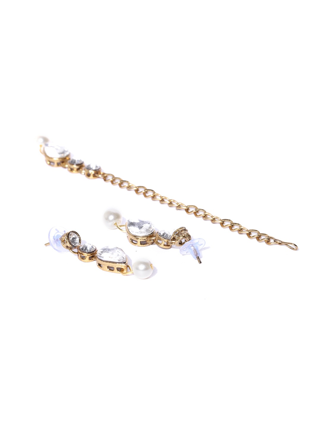 YouBella Off-White  Antique Gold-Toned Beaded Multistranded Jewellery Set