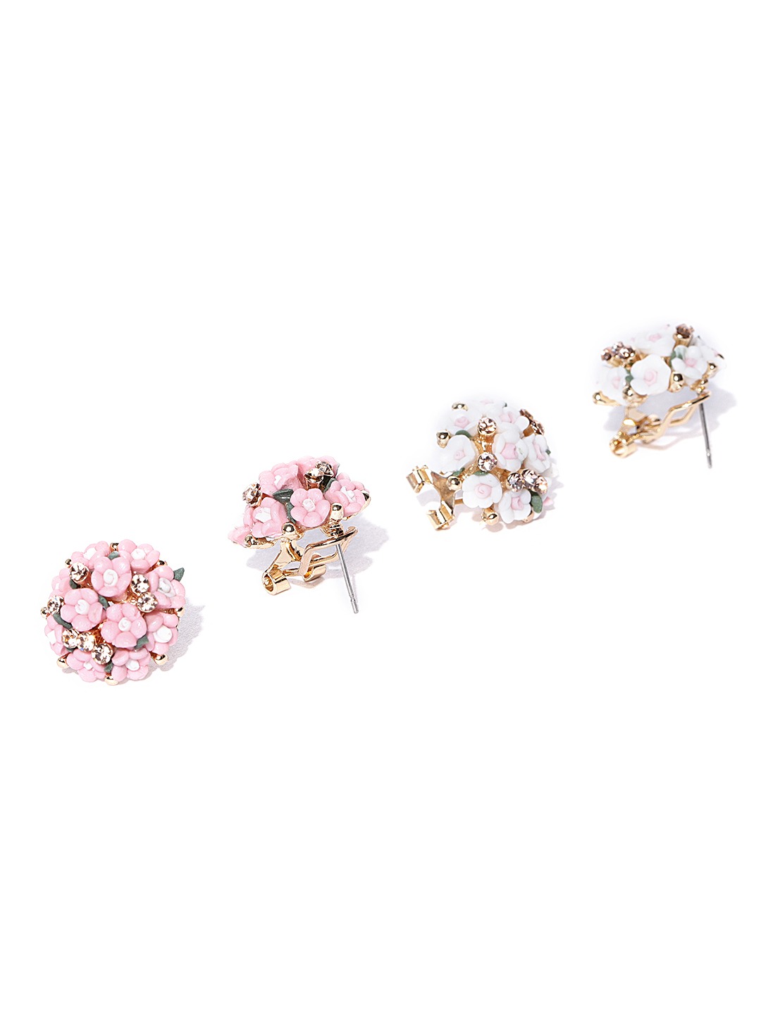 YouBella Pink Gold-Plated Set Of 2 Floral Studs