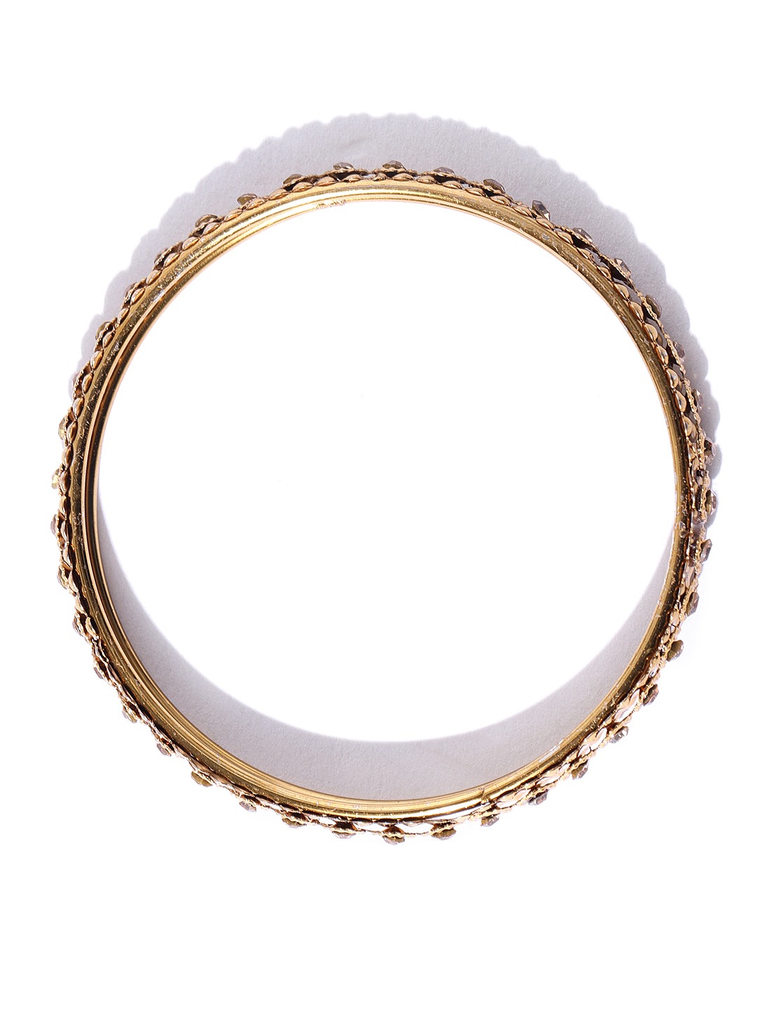 YouBella Set of 12 Antique Gold-Toned Textured Stone-Studded Bangles