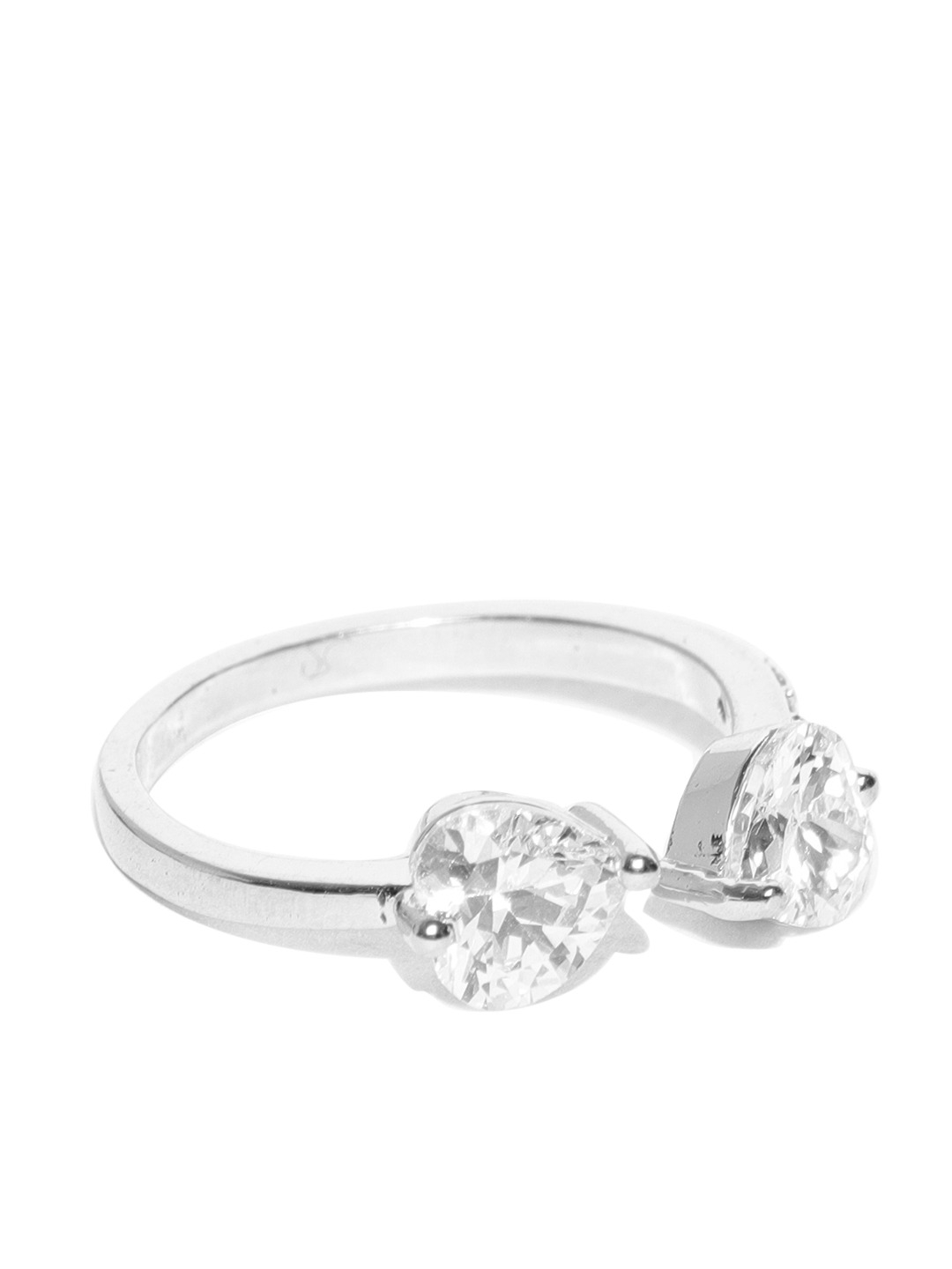 YouBella Women Silver-Toned Stone-Studded Adjustable Ring