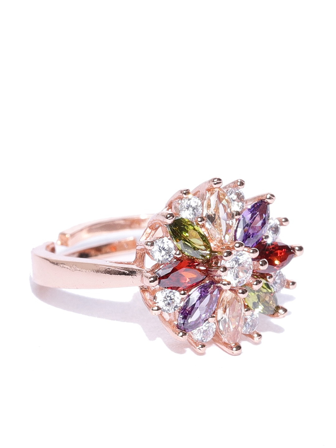YouBella Women Rose Gold-Toned Stone-Studded Adjustable Ring
