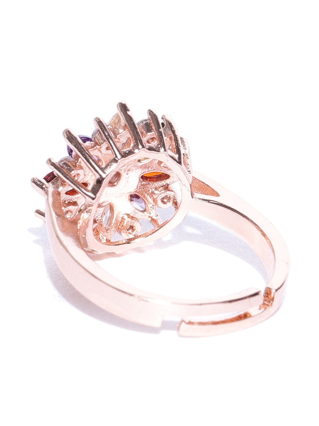 YouBella Women Rose Gold-Toned Stone-Studded Adjustable Ring